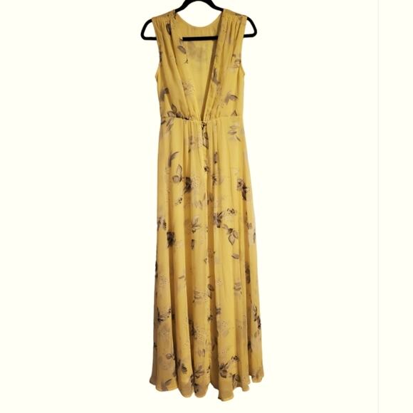 ASOS Yellow Floral Maxi Dress with Back V Cut Sz 6 - Picture 2 of 12